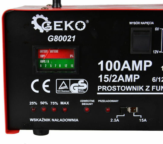 Geko Car and Motorcycle Battery Charger 6/12V