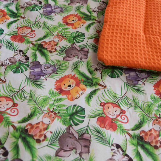 Decocraft Blanket Nursery Swaddling Blankets Jungle Cotton Orange 90x90cm