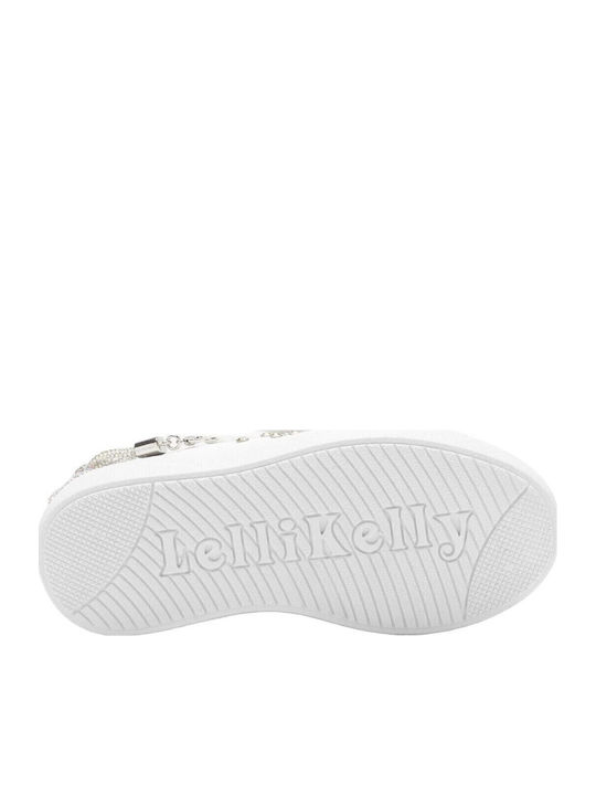 Kids Sneakers with Hoop & Loop Closure Bianco / Argento