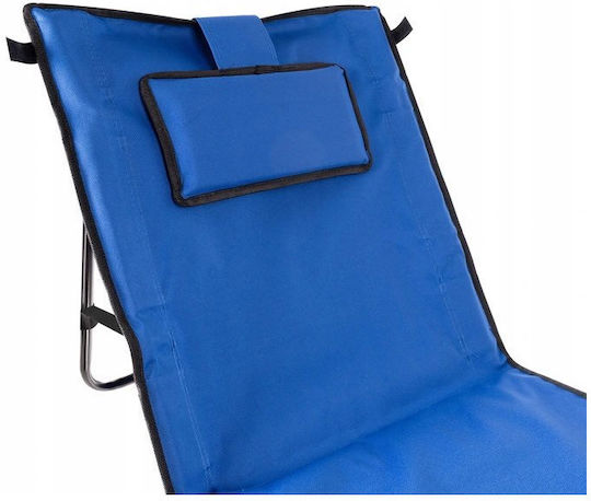 Trizand Foldable Steel Beach Sunbed Blue with Pillow 164x50cm