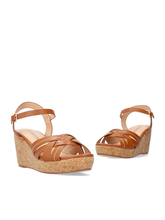Women's Ankle Strap Platforms Brown