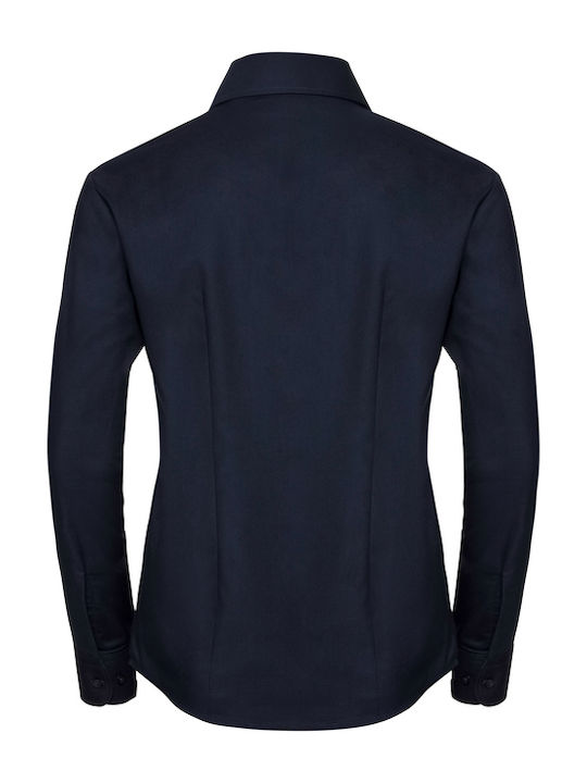 Women's Monochrome Long Sleeve Shirt Navy Blue