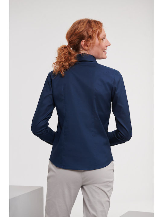 Fruit of the Loom Women's Monochrome Long Sleeve Shirt Navy Blue
