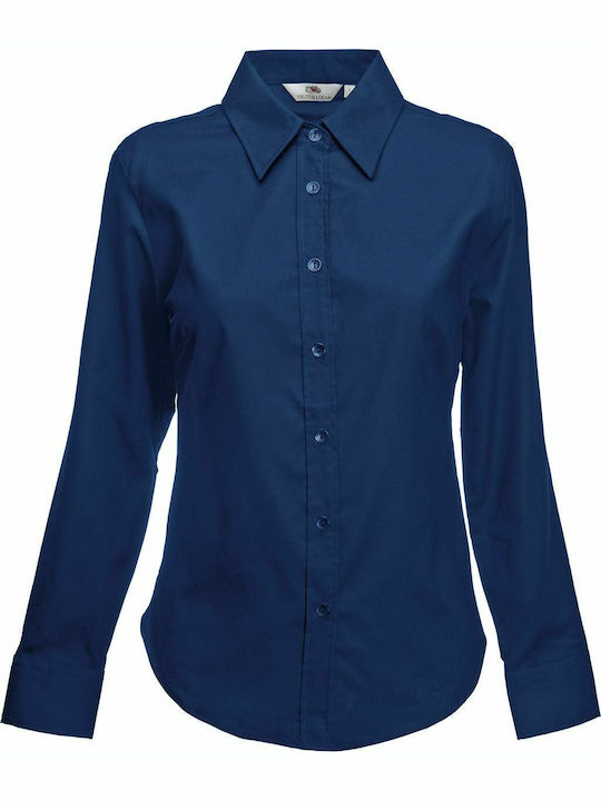 Women's Monochrome Long Sleeve Shirt Navy Blue