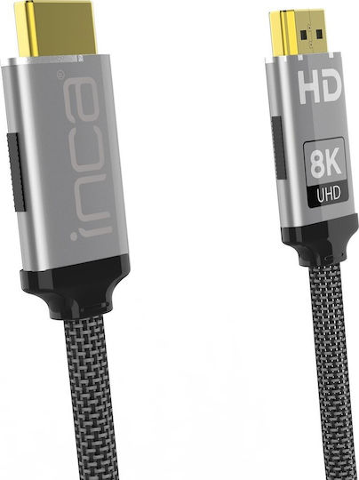 Inca HDMI 2.1 Ultra High Speed 48Gbps 4K 120Hz HDR VRR Cable HDMI male - HDMI male 1.5m Μαύρο