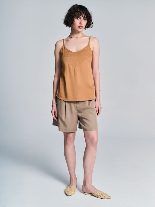 Liana Women's Blouse Sleeveless Brown