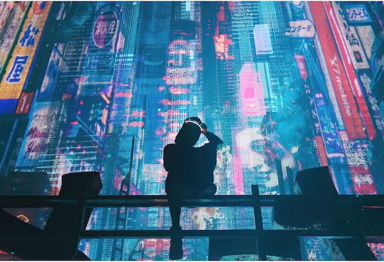 Longing Cyberpunk Neon Lights σε Καμβά 80x50 cm
