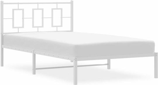 Pat Metalic Alb Cu Plăci Pentru Saltea 107x203cm