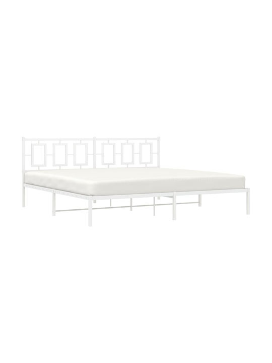King Size Metallbett Weiß mit Lattenrost für Matratze 193x203cm