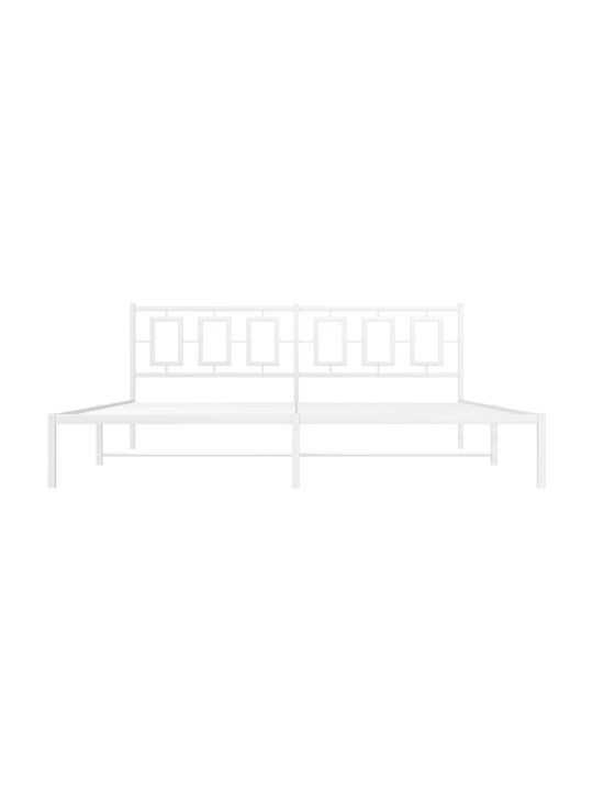 King Size Metallbett Weiß mit Lattenrost für Matratze 193x203cm