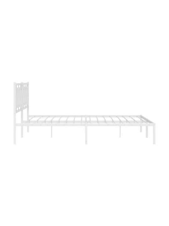 King Size Metallbett Weiß mit Lattenrost für Matratze 193x203cm