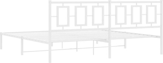 Pat King Size Metalic Alb Cu Plăci Pentru Saltea 193x203cm