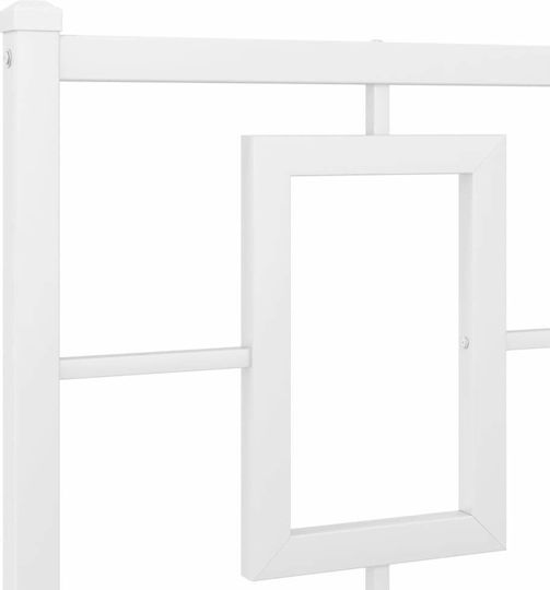 Pat King Size Metalic Alb Cu Plăci Pentru Saltea 183x213cm