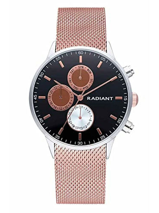 Radiant Ανδρικό Ρολόι 41mm Μπαταρίας με Μαύρο Μεταλλικό Μπρασελέ