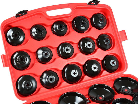 Geko Oil Filter Cup Set 30pcs for Daihatsu / Toyota / Nissan / Fiat / Renault / Mazda / Ford / Subaru / Lexus / Audi / Rover / Chrysler / Opel / VW / Mercedes Benz / Isuzu / Lancia / Porsche / Bmw / Honda / Volvo / Peugeot / Citroen / Mitsubishi