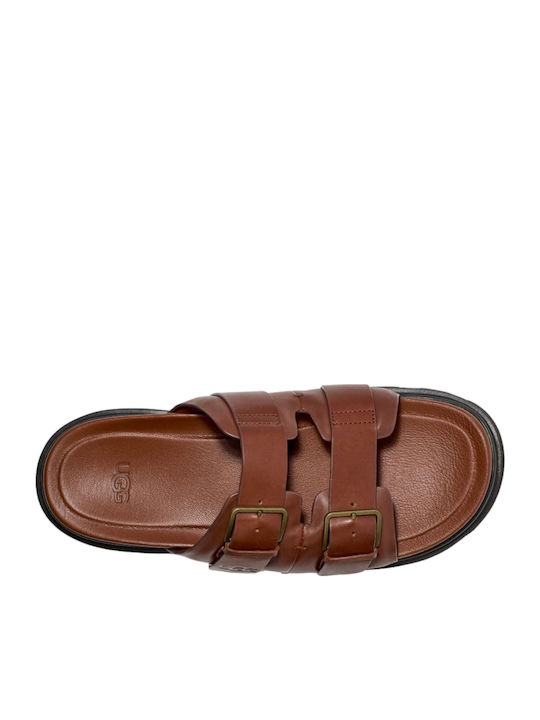 Buckle Leder Herrensandalen in Tabac Braun Farbe