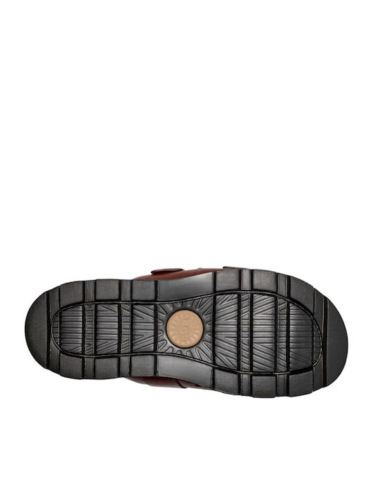 Buckle Leder Herrensandalen in Tabac Braun Farbe