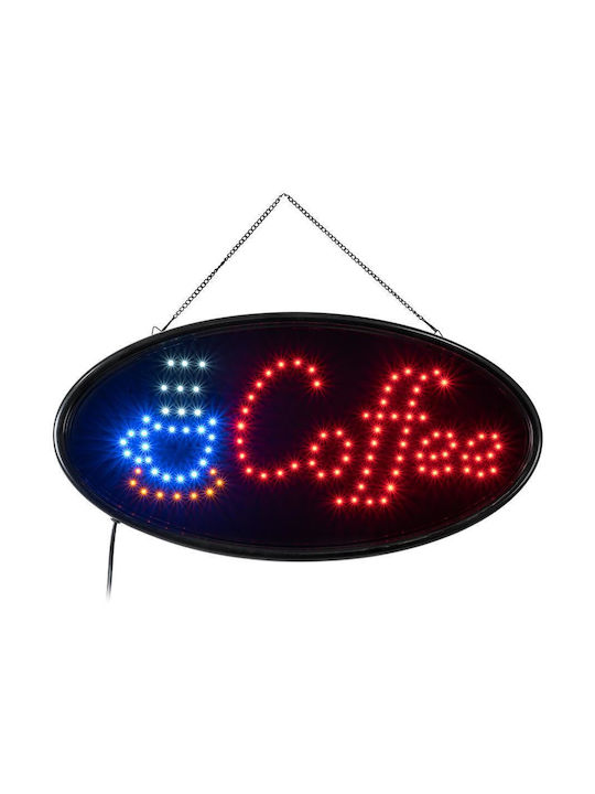 Globostar 75687 Φωτιστικό Ταμπέλα Led Οβάλ Σήμανσης Coffee Πρίζα Ac 230v Μ48 X Π1.8 X Υ24.5cm