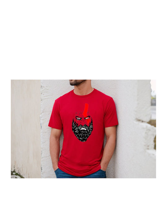 Fruit of the Loom God Of War T-shirt Κόκκινο Βαμβακερό