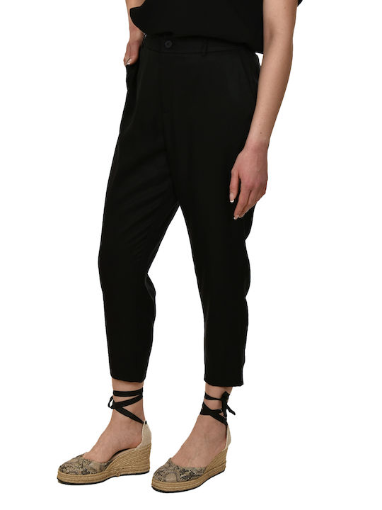 Eaters Femei Crepe Pantaloni cu Croială Relaxată Black