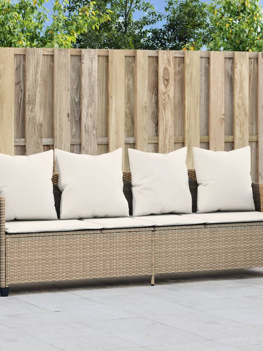 Τετραθέσιος Καναπές Εξωτερικού Χώρου Rattan με Μαξιλάρια 200x52.5cm