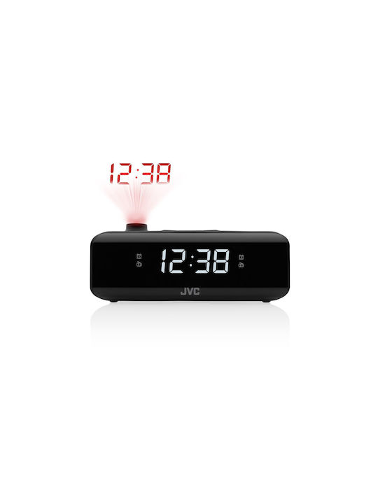 JVC Ceas De Masă Digital Led Cu Ceas Deșteptător Și Radio Negru RA-E211B