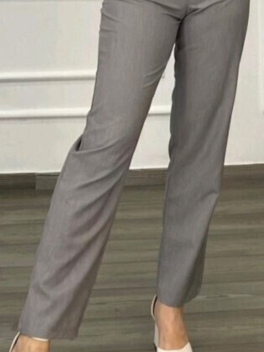 Damen Stoff Hose in Geradem Schnitt Gray