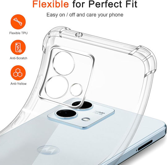 Techsuit Shockproof Clear Back Cover Silicone with Strap Transparent (Motorola Moto G84)
