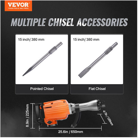 Vevor Κρουστικό Κατεδαφιστικό Ρεύματος 2200W με Υποδοχή HEX DXDHYCPZJZKJ1XQ8GV2