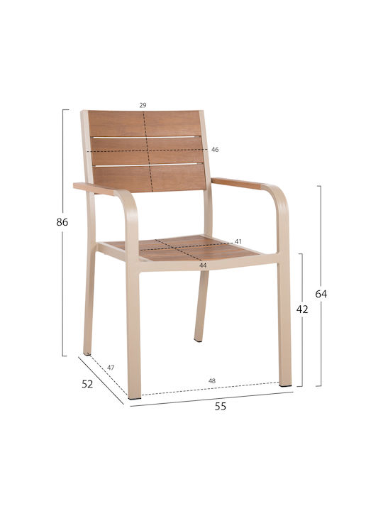 Gartenstühle Aluminium Champagner 55x52x86cm
