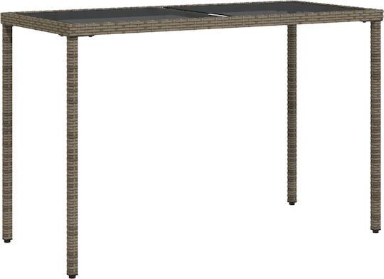 Masa pentru spații exterioare Rattan cu suprafață din sticlă Gri 115x54x74buc