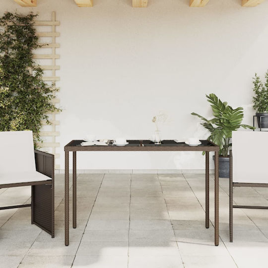 Masa pentru spații exterioare Rattan cu suprafață din sticlă CAFE 115x54x74buc