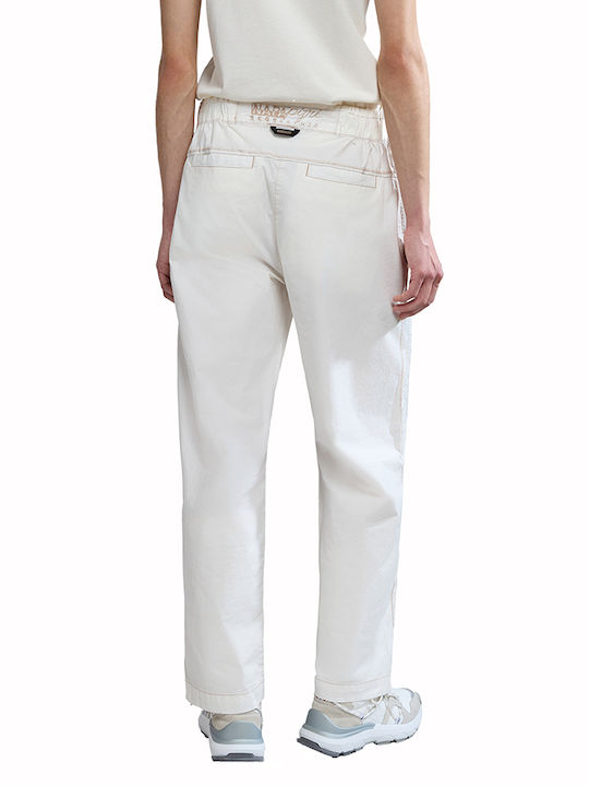 Napapijri Women's Cotton Trousers in Relaxed Fit White