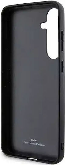 BMW Signature Leather Crossing Lines Pattern Back Cover Leather Black (Galaxy S24+)