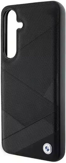 BMW Signature Leather Crossing Lines Pattern Back Cover Leather Black (Galaxy S24+)