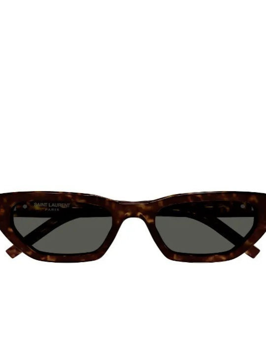 Ysl Women's Sunglasses with Brown Tartaruga Plastic Frame and Gray Lens SL M126 002
