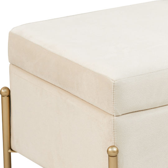 Stool For Living Room With Storage Space Upholstered with Velvet Panton Cream-gold 40x40x36.5cm