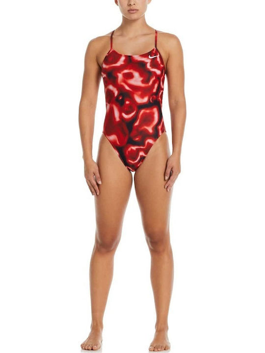 Cutout One Piece Activewear Swimsuit University Red