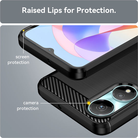 Techsuit Carbon Back Cover Σιλικόνης Μαύρο (Honor X7b - Huawei)