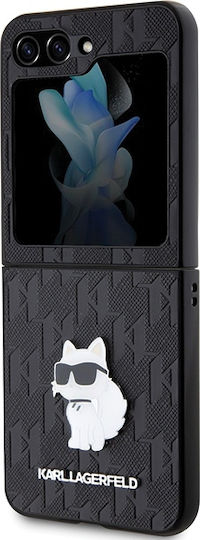 Karl Lagerfeld Black Saffiano Monogram Choupette Pin Umschlag Rückseite Kunststoff / Leder / Synthetisches Leder Schwarz (Galaxy Z Flip)