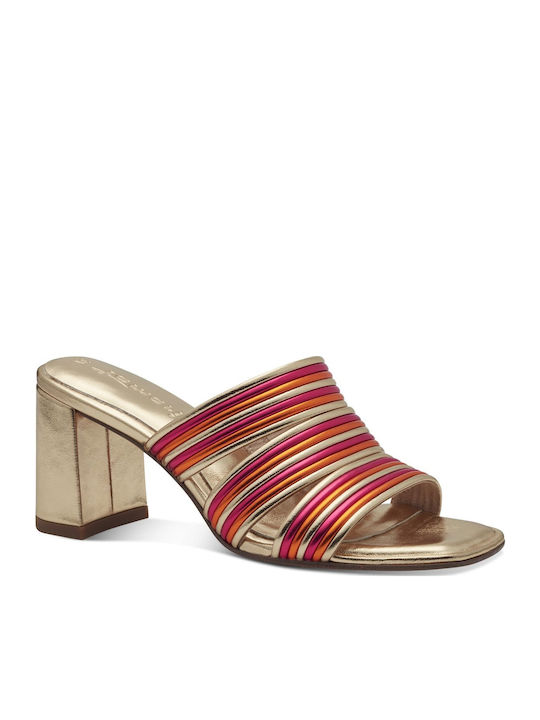 Mules with Chunky Heel in Gold Color