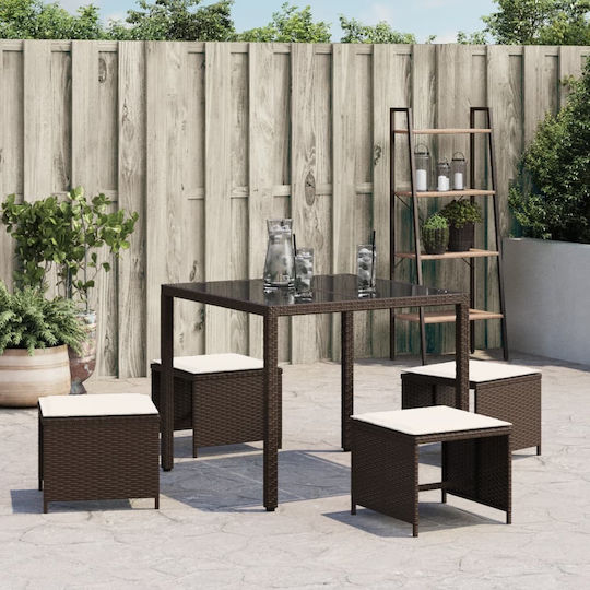 Σκαμπό Rattan 4τμχ 41x41x36cm Σκαμπό Rattan 4τμχ 41x41x36cm