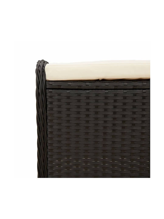 Garden Stool Cube Outdoor Rattan with Cushion Black 58x46x46cm