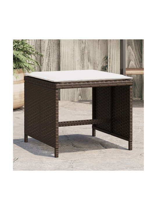 Garden Stool Cube Outdoor Rattan with Cushion Brown 4 Pieces 41x41x36cm