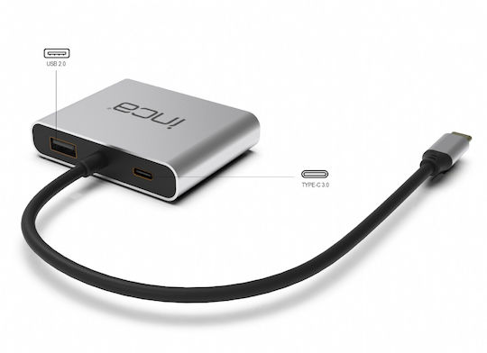 Inca ITPC-4T USB-C Docking Station with HDMI 4K PD and Support for 2 Monitors Silver