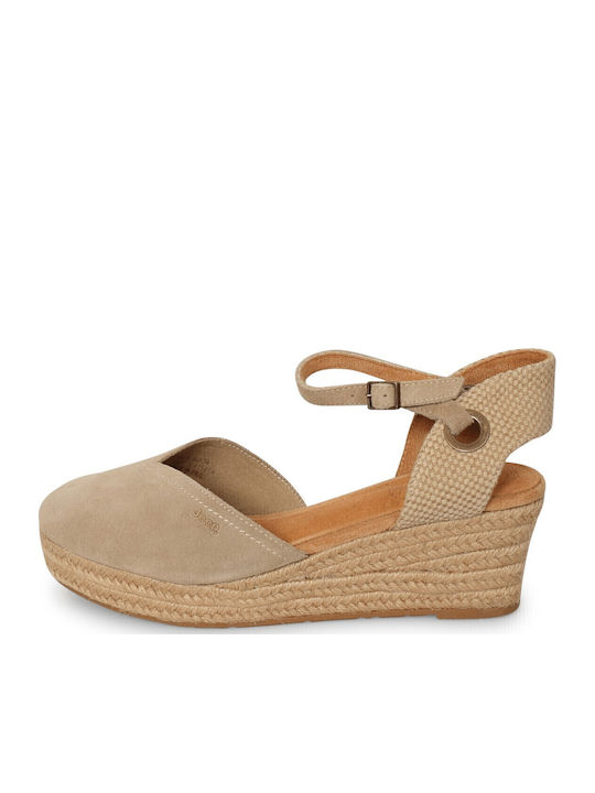 Damenplattformen im Espadrilles-Stil Beige