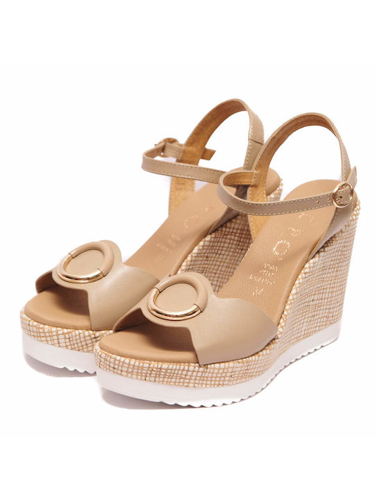 Repo Women's Leather Platform Shoes Beige