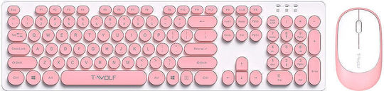 Fără fir Bluetooth Set tastatură și mouse Engleză US Roz