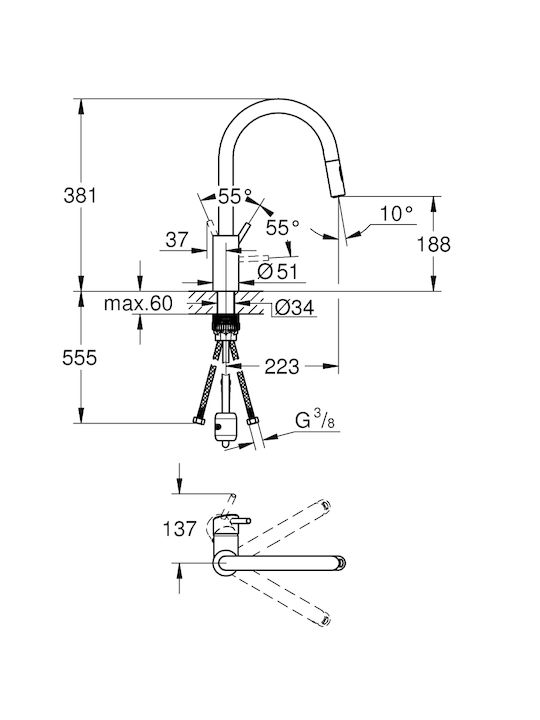 Grohe Concetto Küchenarmatur Zähler Silber