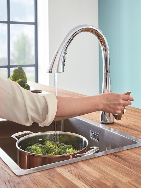 Grohe Zedra Touch Смесител За Кухня Настолен С Подвижен Душ Сребрист